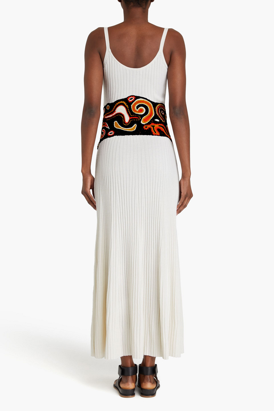 Gabriela Hearst Mila Crochet-paneled Ribbed Cashmere And Silk-blend Maxi Dress In Ivory