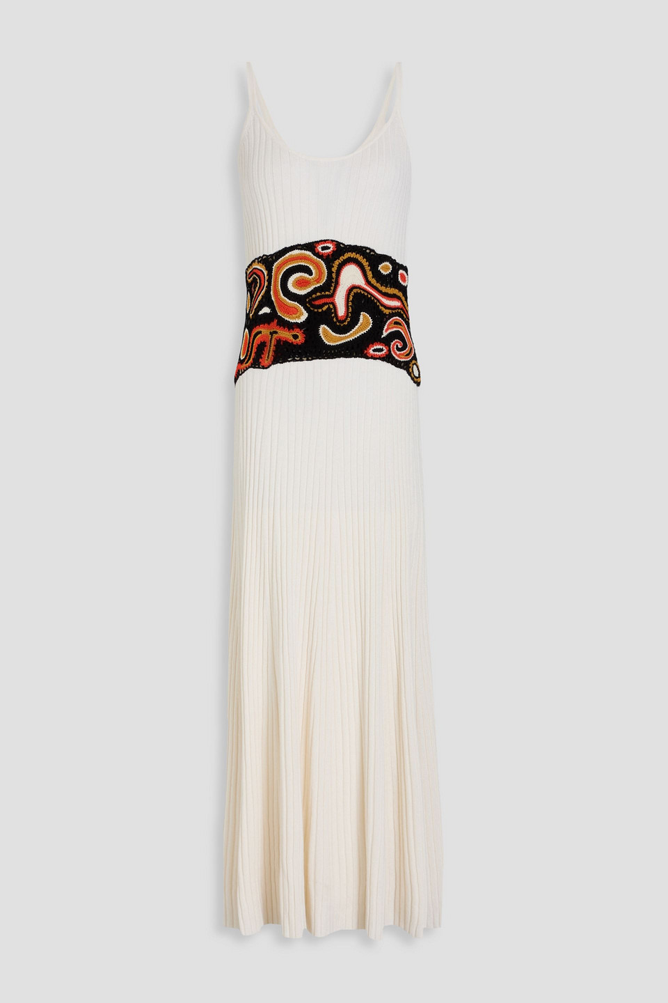 Gabriela Hearst Mila Crochet-paneled Ribbed Cashmere And Silk-blend Maxi Dress In Ivory
