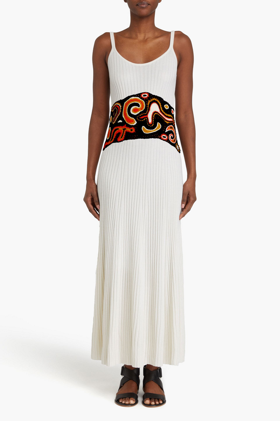 Gabriela Hearst Mila Crochet-paneled Ribbed Cashmere And Silk-blend Maxi Dress In Ivory