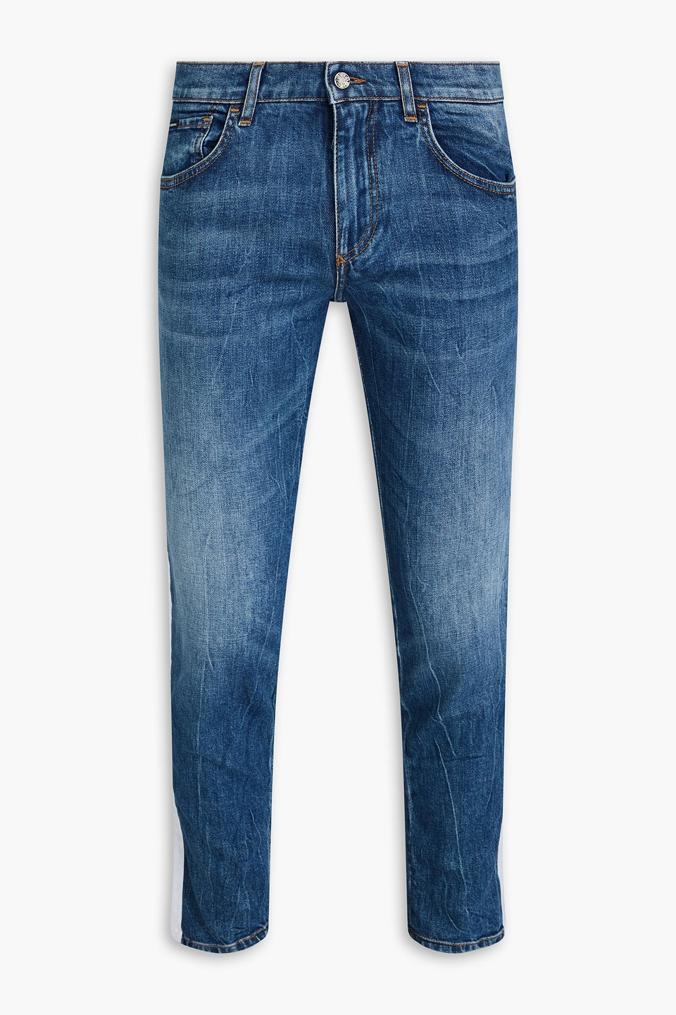 Dolce & Gabbana Skinny-fit Striped Denim Jeans In Blue