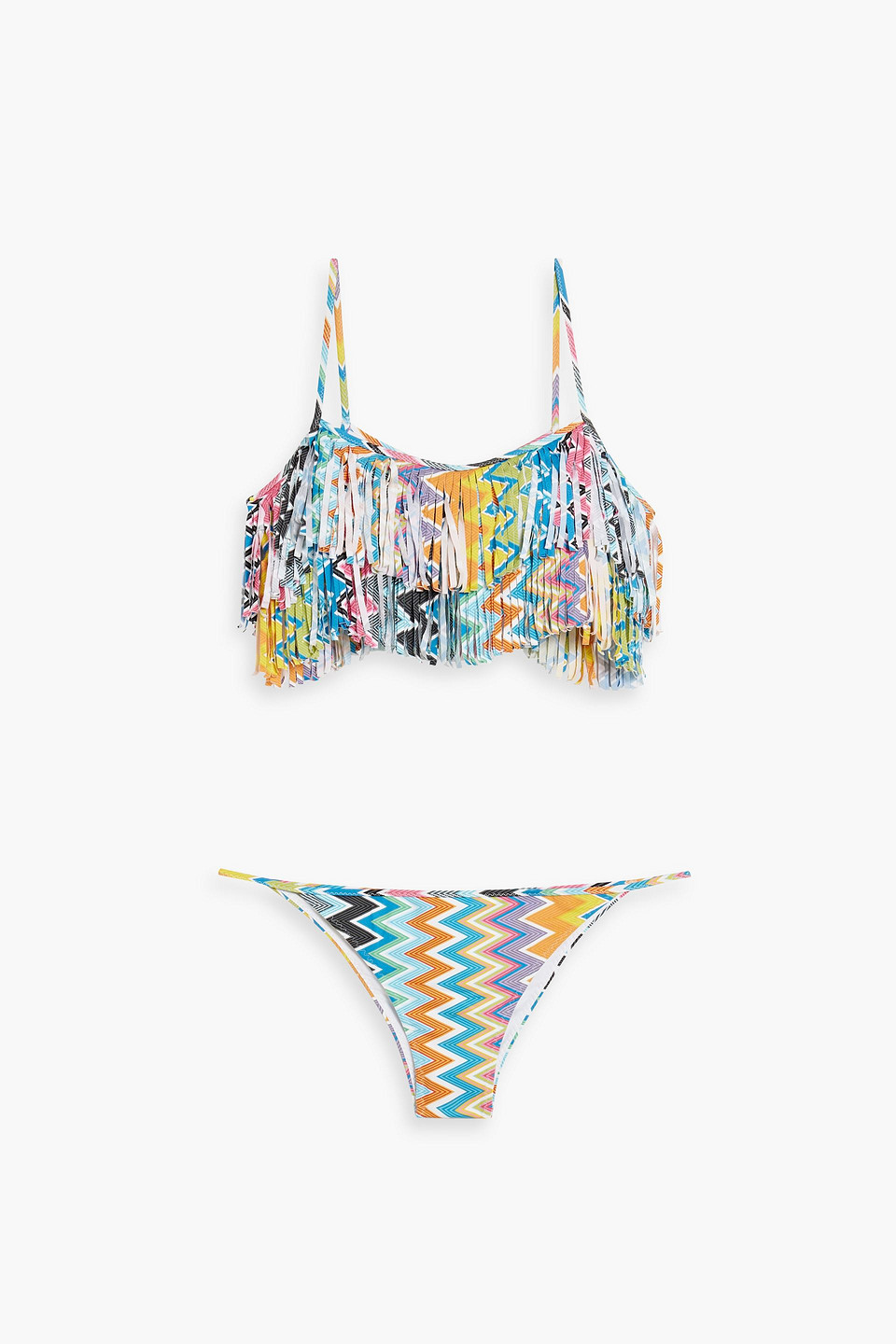 Missoni Fringed Printed Bikini In Multicolor