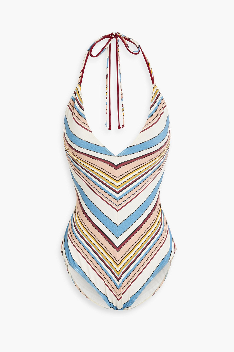 Frame Fawcett Striped Halterneck Swimsuit In Multi