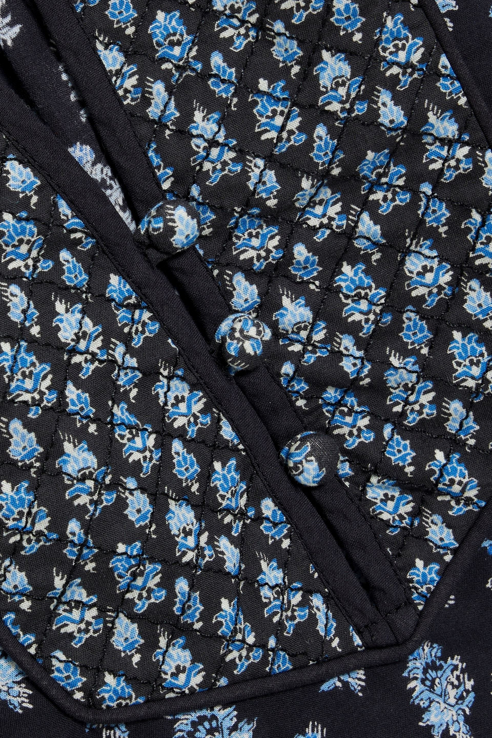 Veronica Beard Alivia Quilted Printed Cotton Top In Black