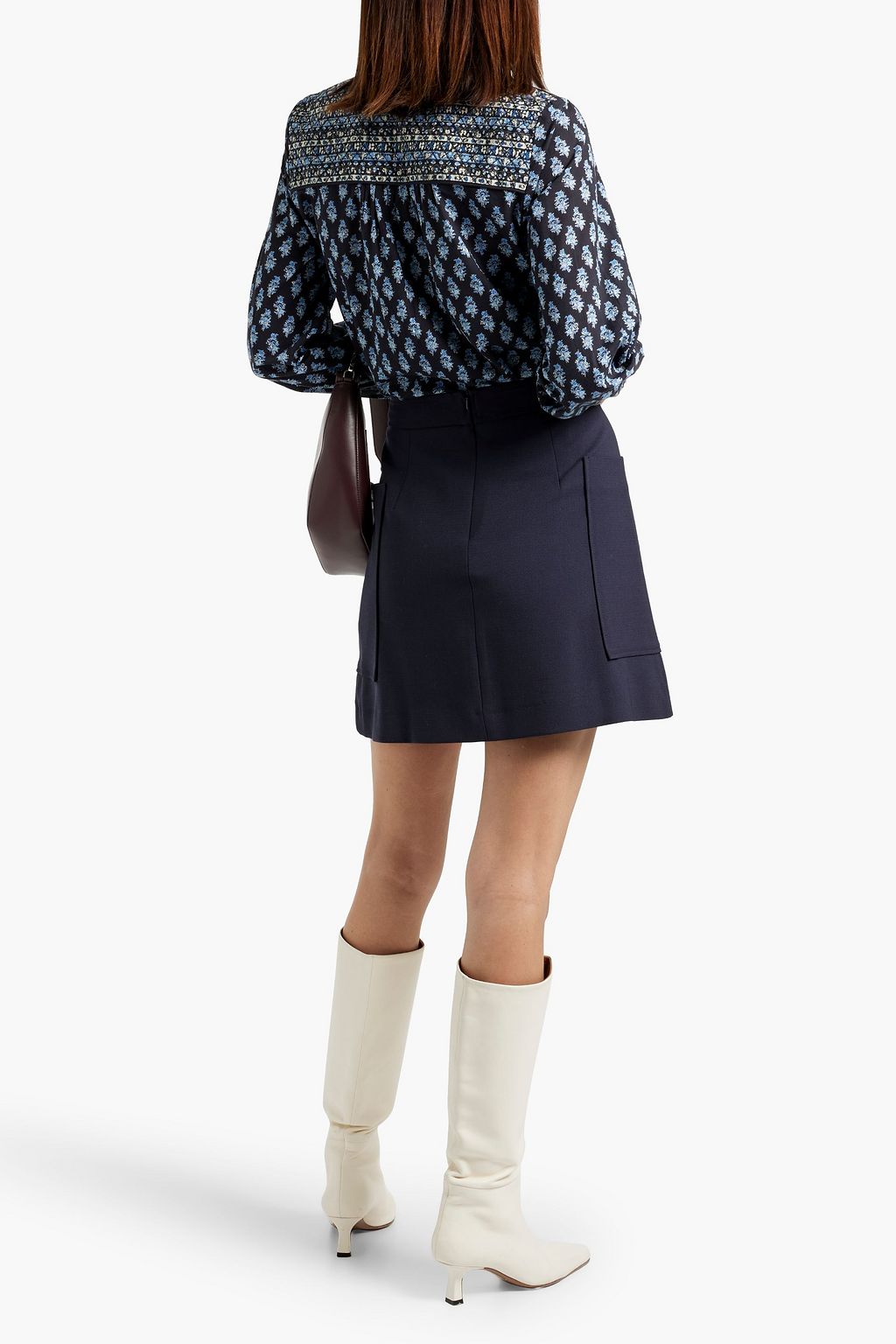 VERONICA BEARD Alivia quilted printed cotton top