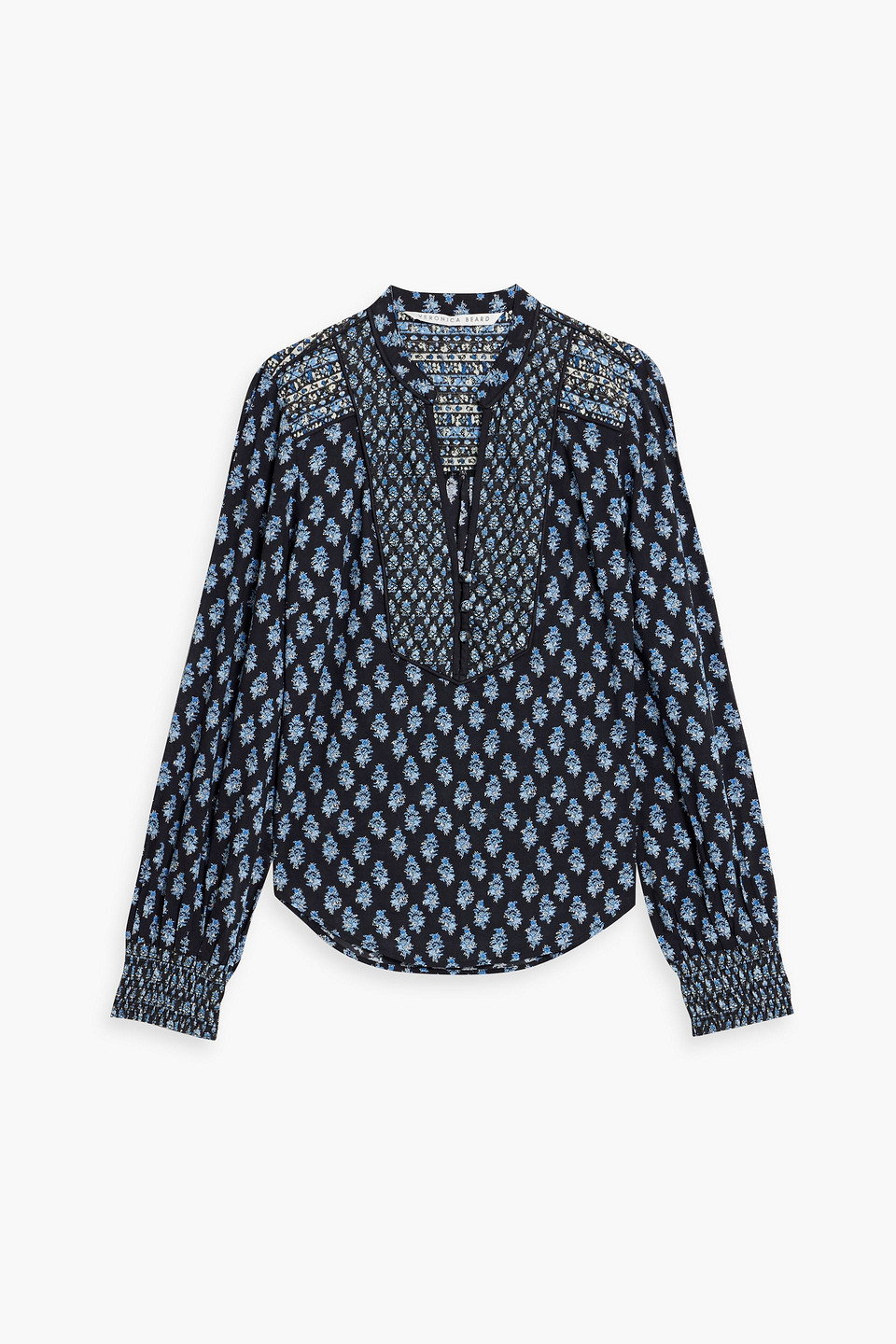 Veronica Beard Alivia Quilted Printed Cotton Top In Black