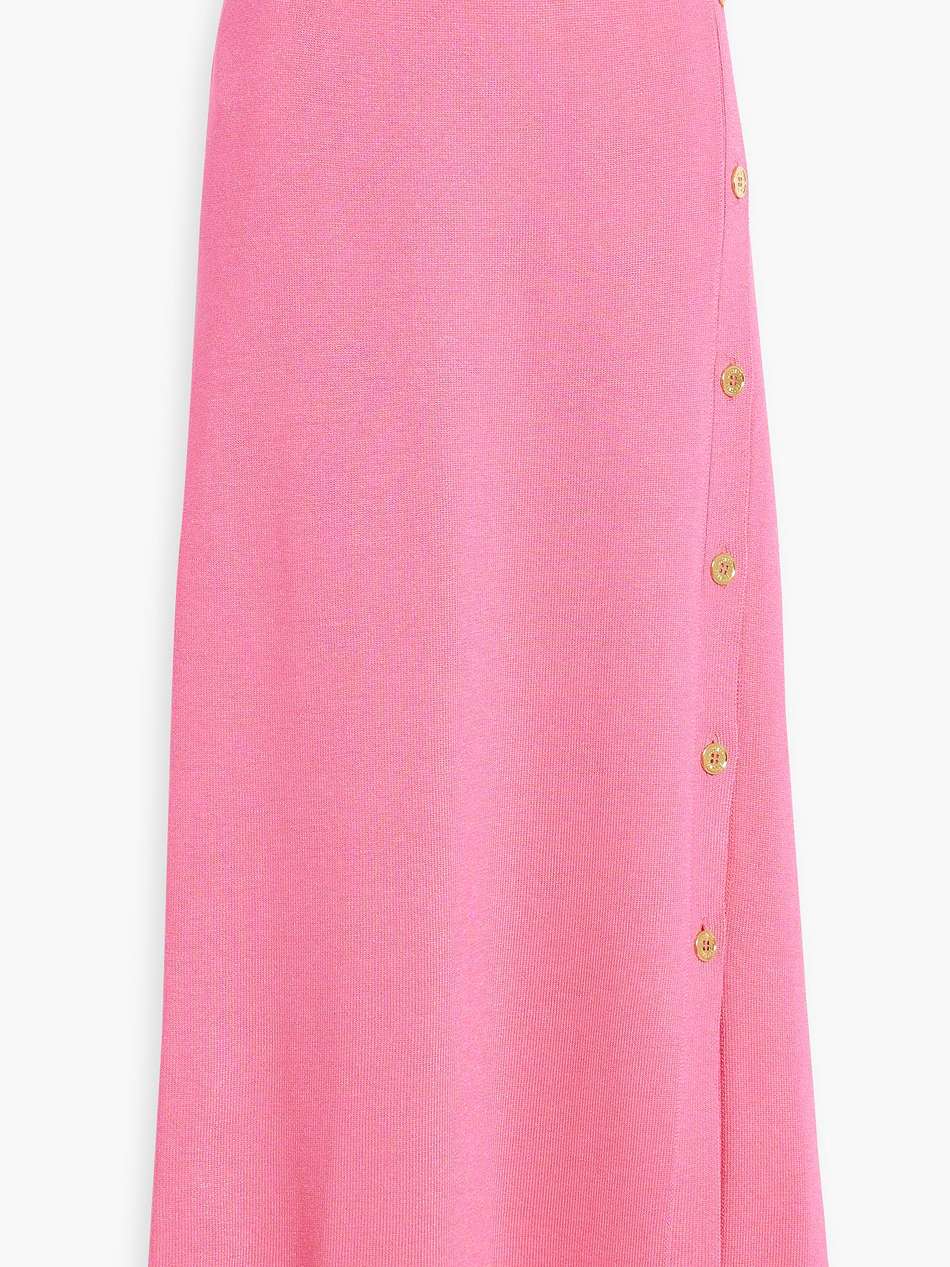button-detailed knitted midi skirt
