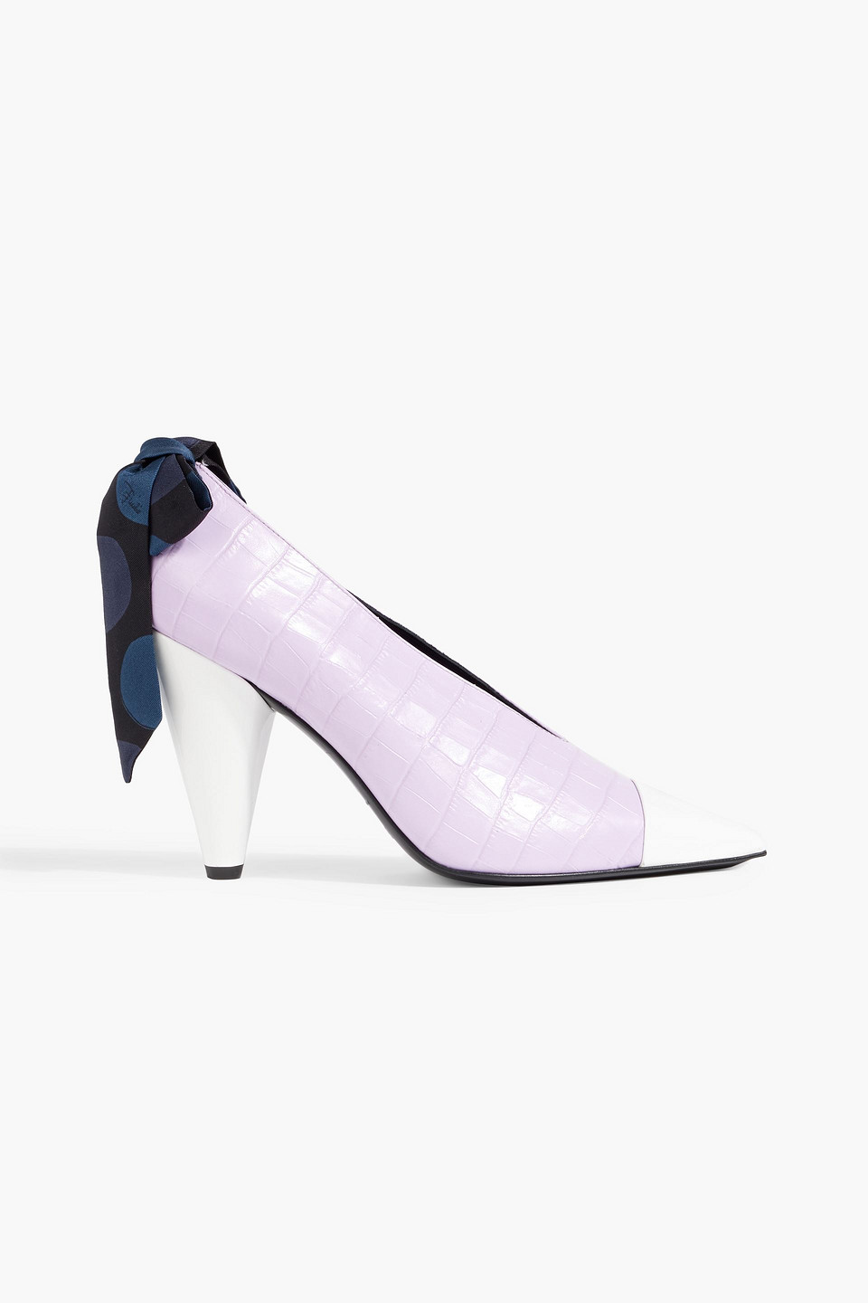 Pucci Bow-detailed Croc-effect Leather Pumps In Lavender