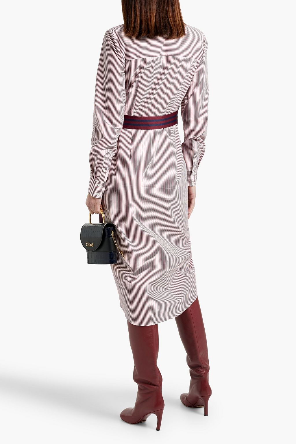 VERONICA BEARD Jacinda wrap-effect striped cotton-blend poplin midi shirt dress