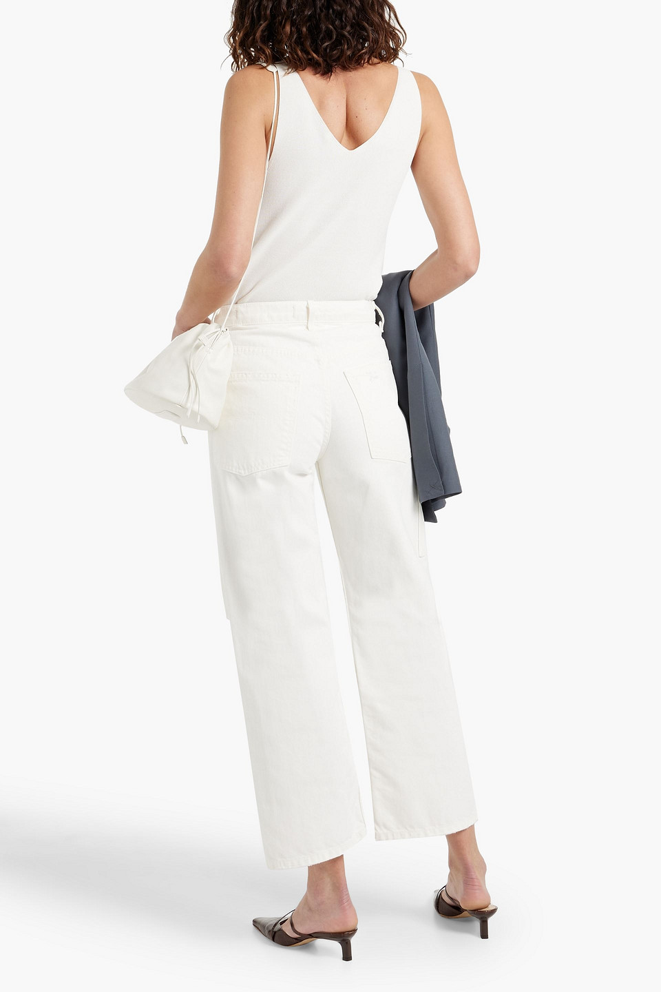 NILI LOTAN VIOLETTE CROPPED DISTRESSED HIGH-RISE STRAIGHT-LEG JEANS