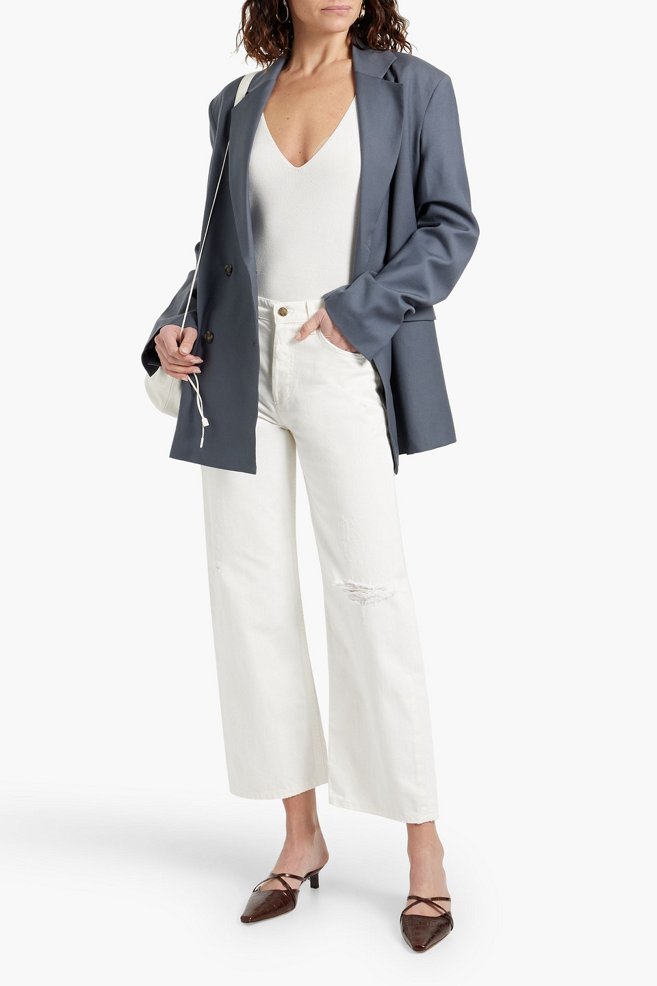 NILI LOTAN VIOLETTE CROPPED DISTRESSED HIGH-RISE STRAIGHT-LEG JEANS