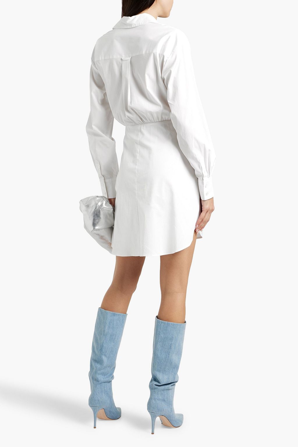 VERONICA BEARD Roanoke tie-front stretch-cotton poplin mini shirt dress
