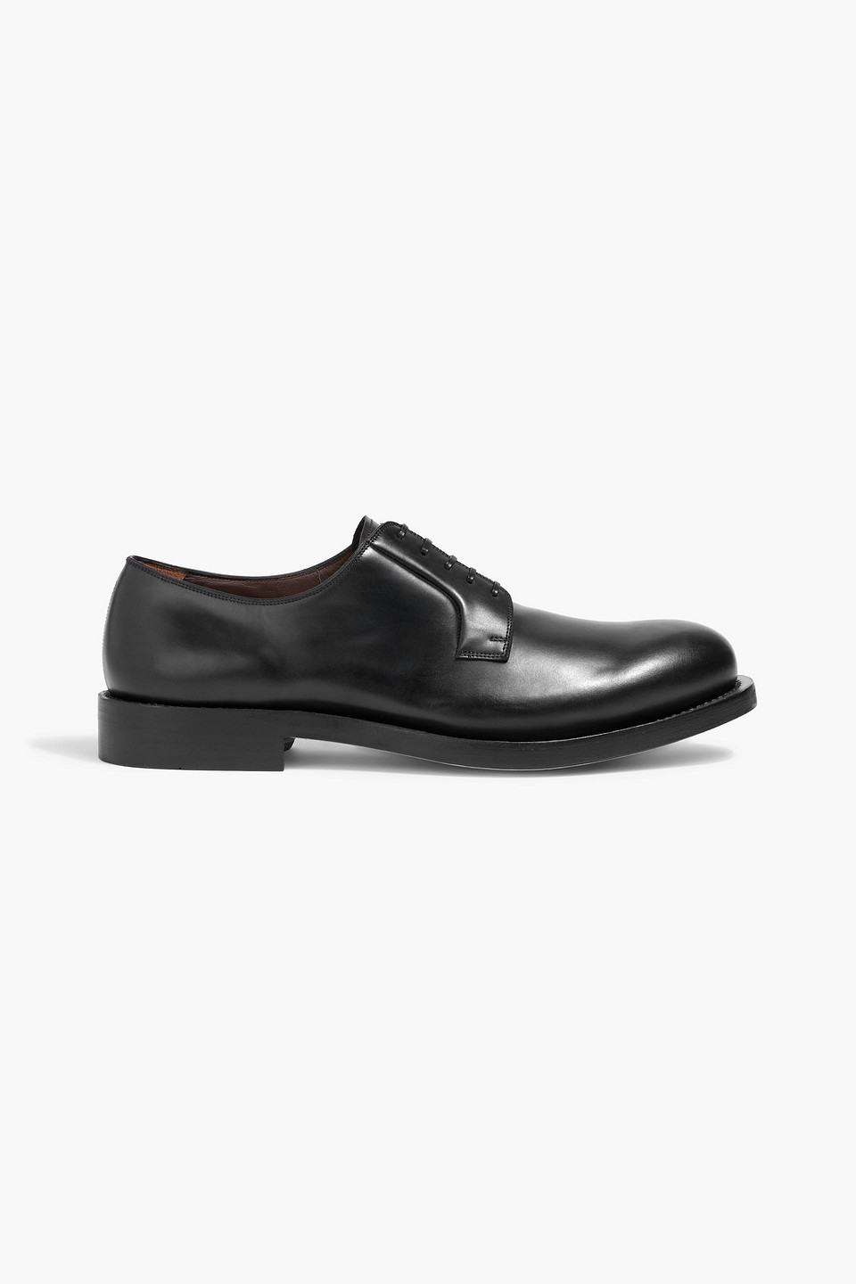 Ferragamo Leather Derby Shoes In Black