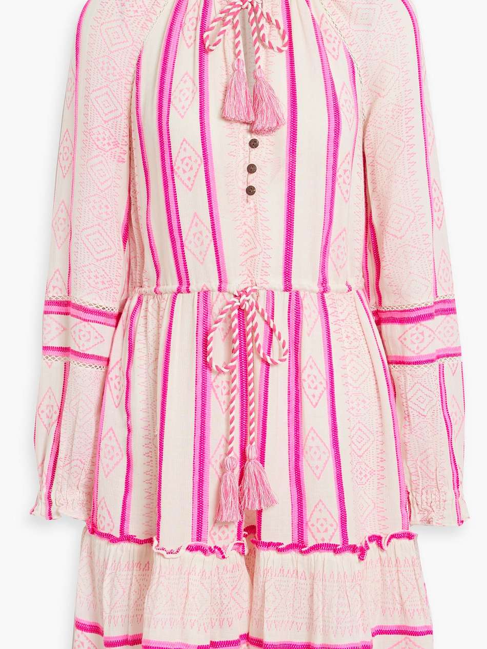danica embroidered printed cotton-blend mini dress