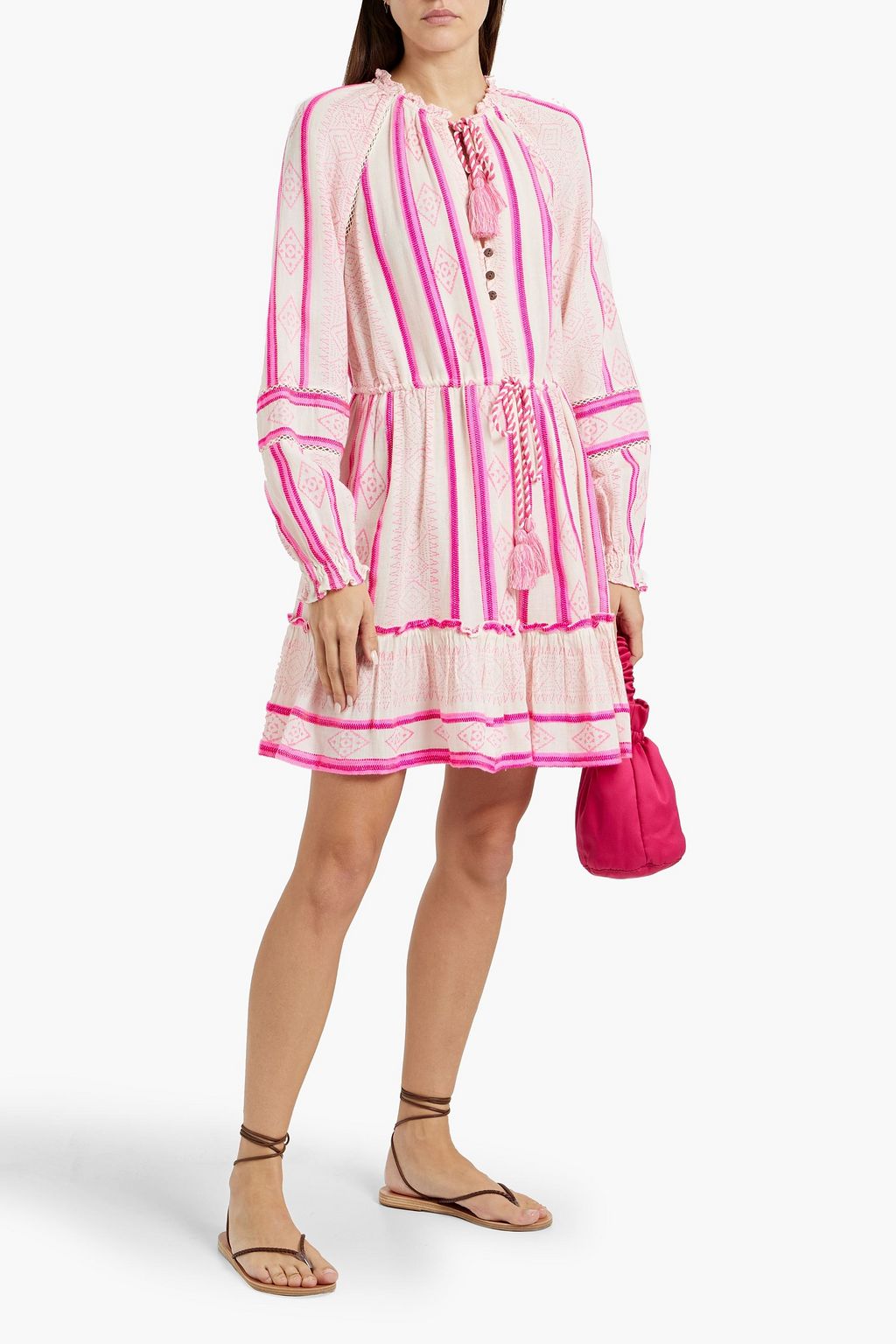 VERONICA BEARD Danica embroidered printed cotton-blend mini dress