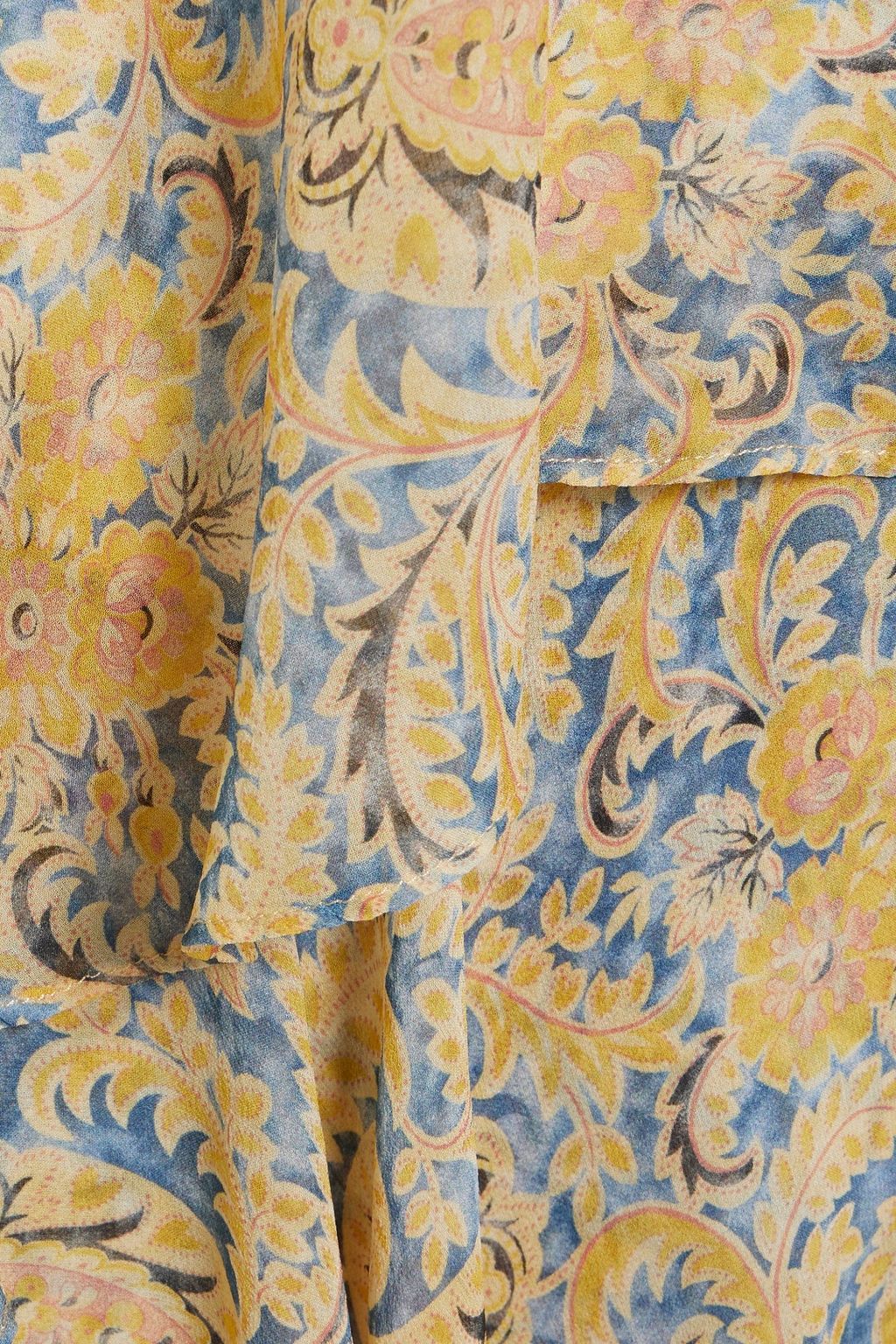VERONICA BEARD Kaneli tiered paisley-print silk-chiffon midi skirt
