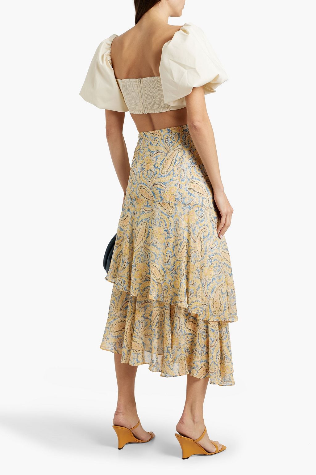 VERONICA BEARD Kaneli tiered paisley-print silk-chiffon midi skirt