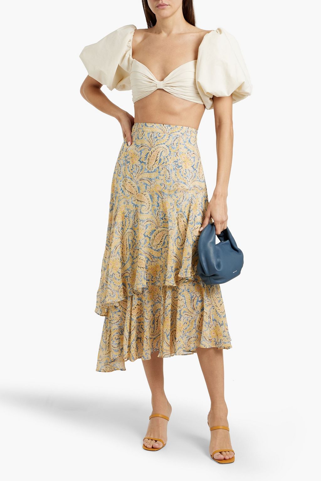 VERONICA BEARD Kaneli tiered paisley-print silk-chiffon midi skirt