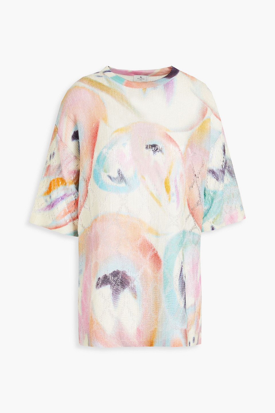 Etro Tie-dyed Pointelle-knit Top In Gold