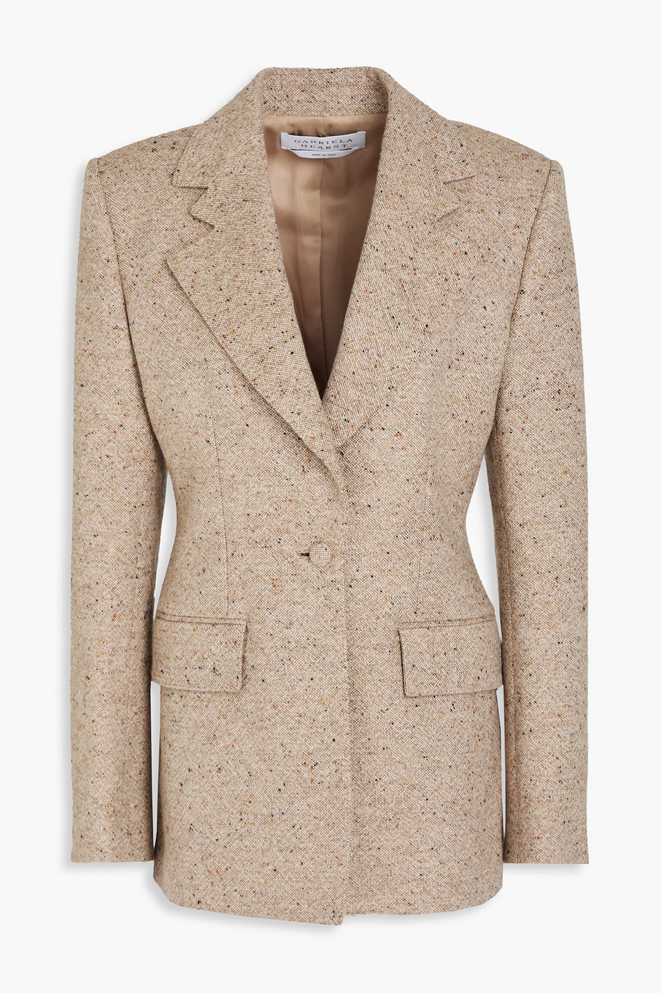 Gabriela Hearst Delmas Cashmere Single-breasted Blazer Jacket In Oatmeal Multi