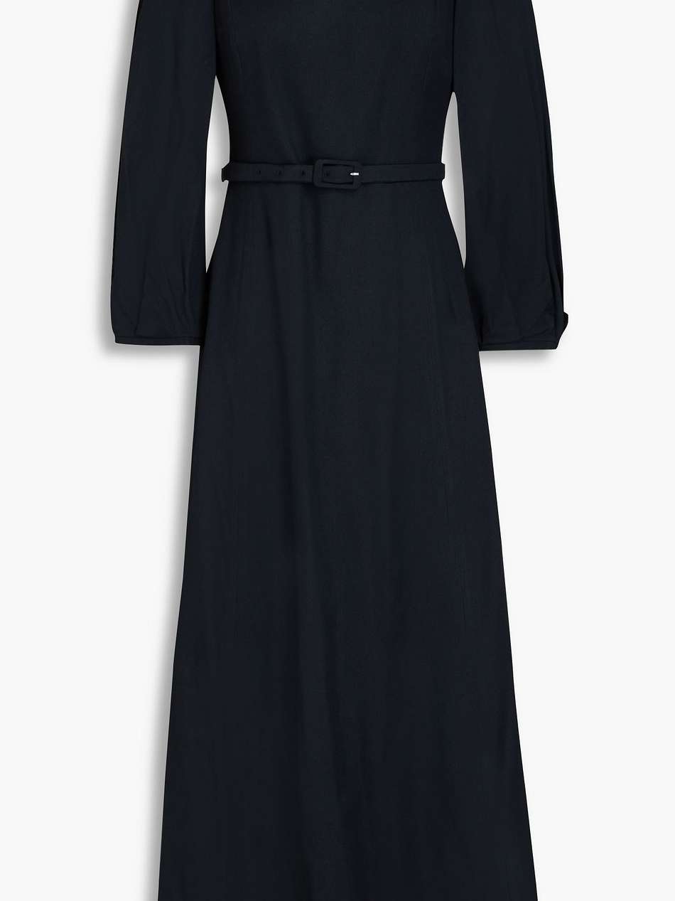 mena belted silk-twill maxi dress