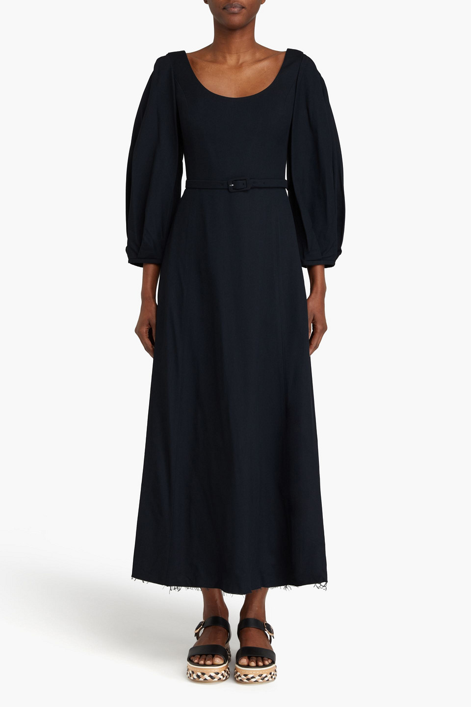 Gabriela Hearst Mena Silk Midi Dress In Black