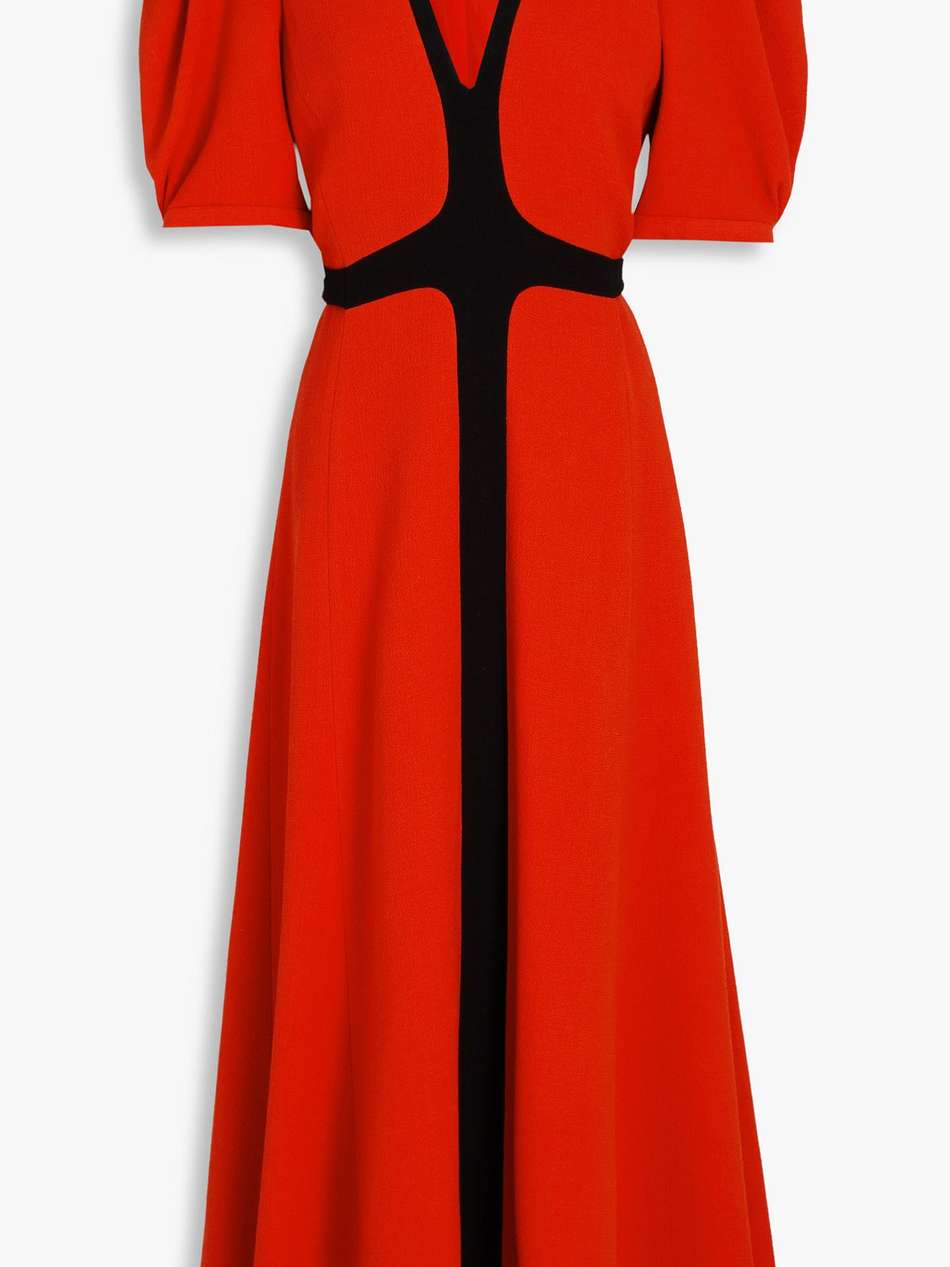 luz pleated wool-crepe midi dress