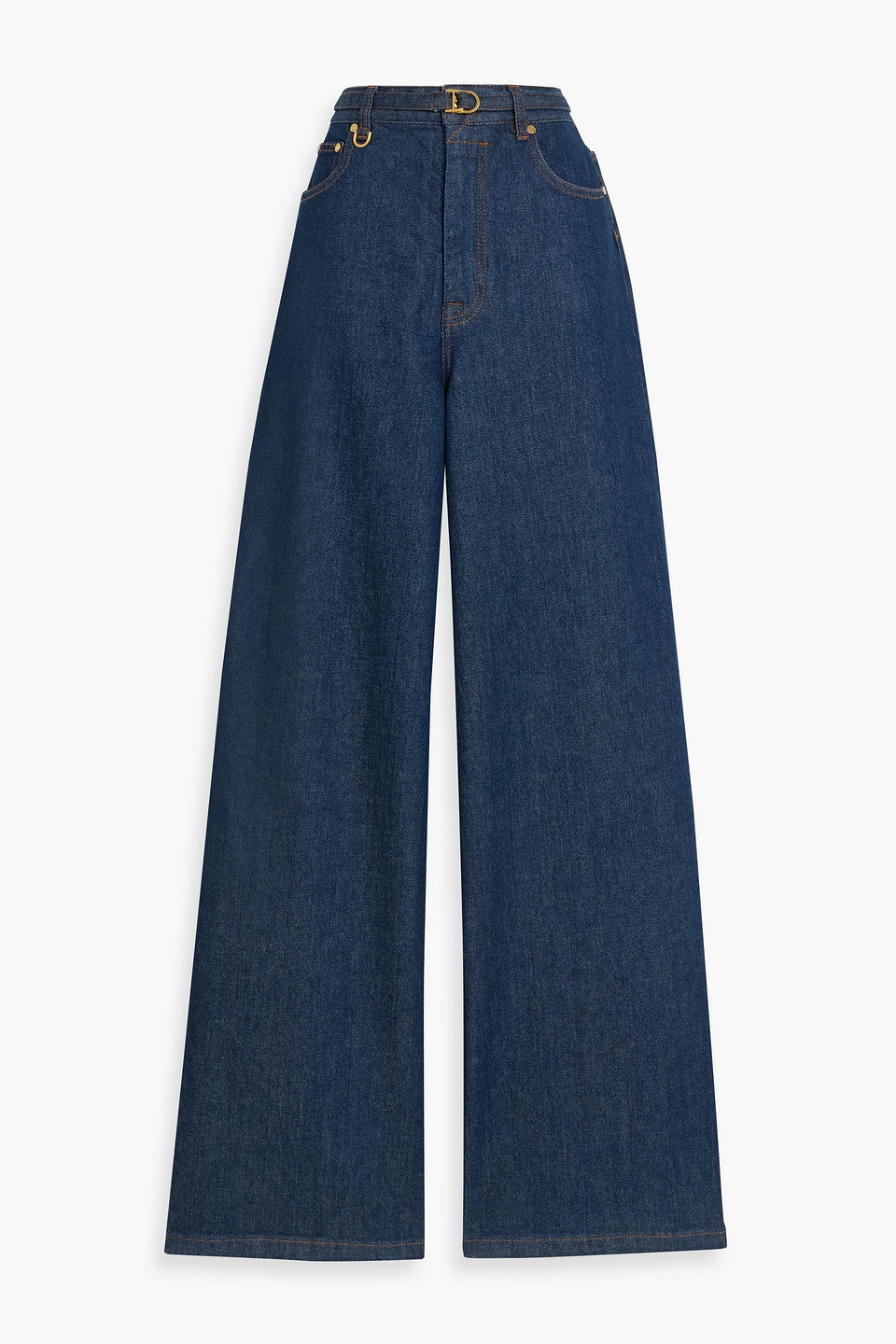 Zimmermann Belted High-rise Wide-leg Jeans In Blue