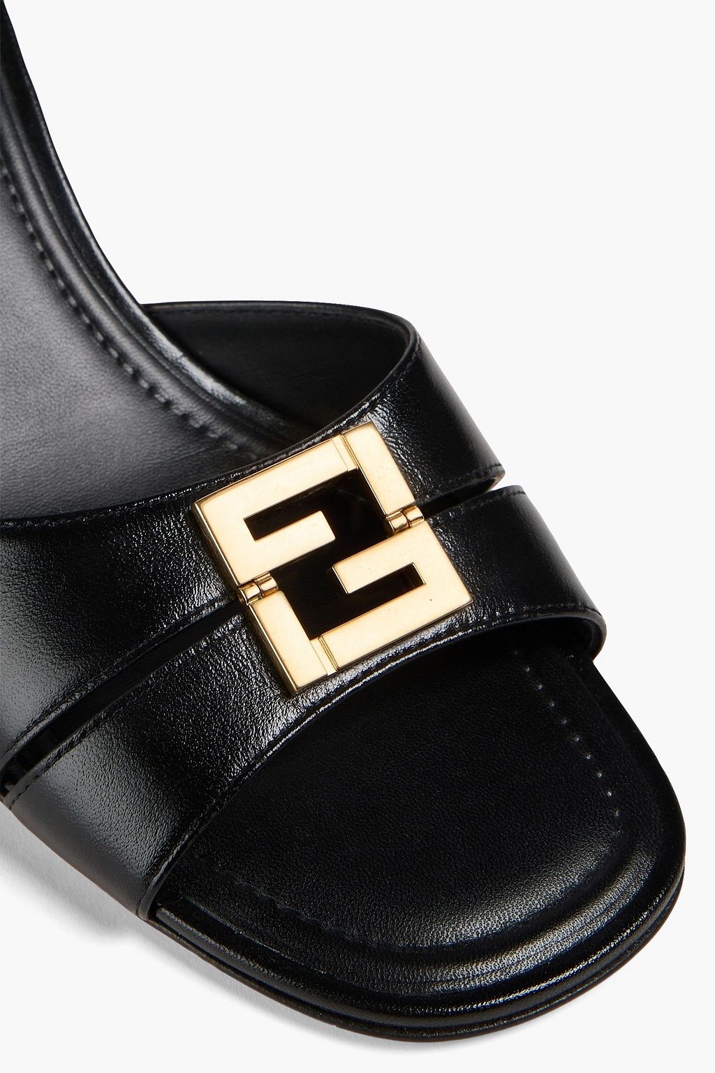 FENDI Embellished leather mules