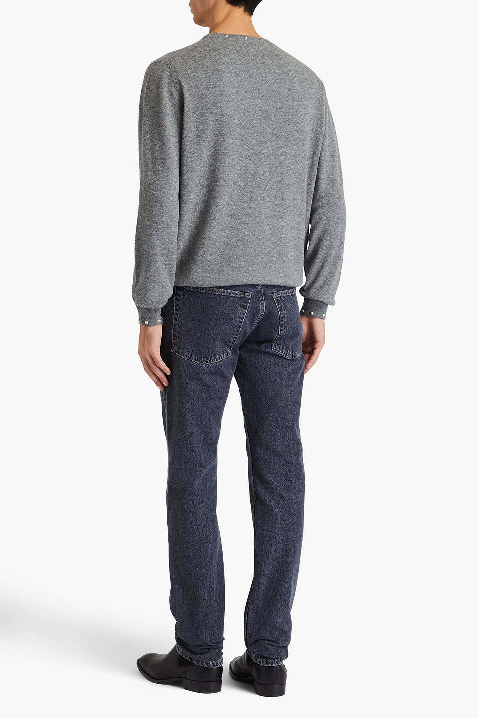  Versace - Pullover Aus Einer Woll-kaschmirmischung Mit Nieten - Grau - It 52 