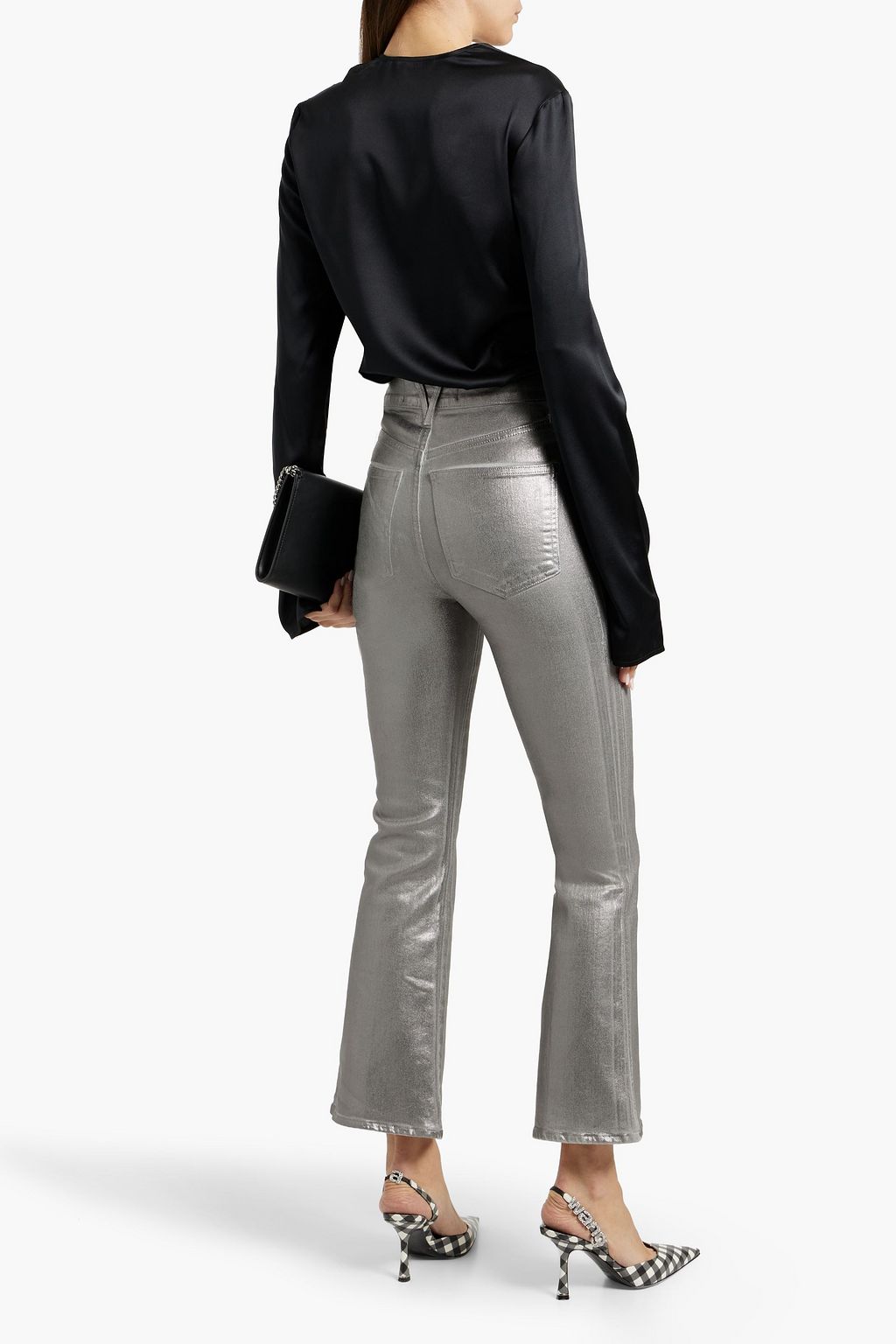 VERONICA BEARD Carson metallic high-rise flared jeans