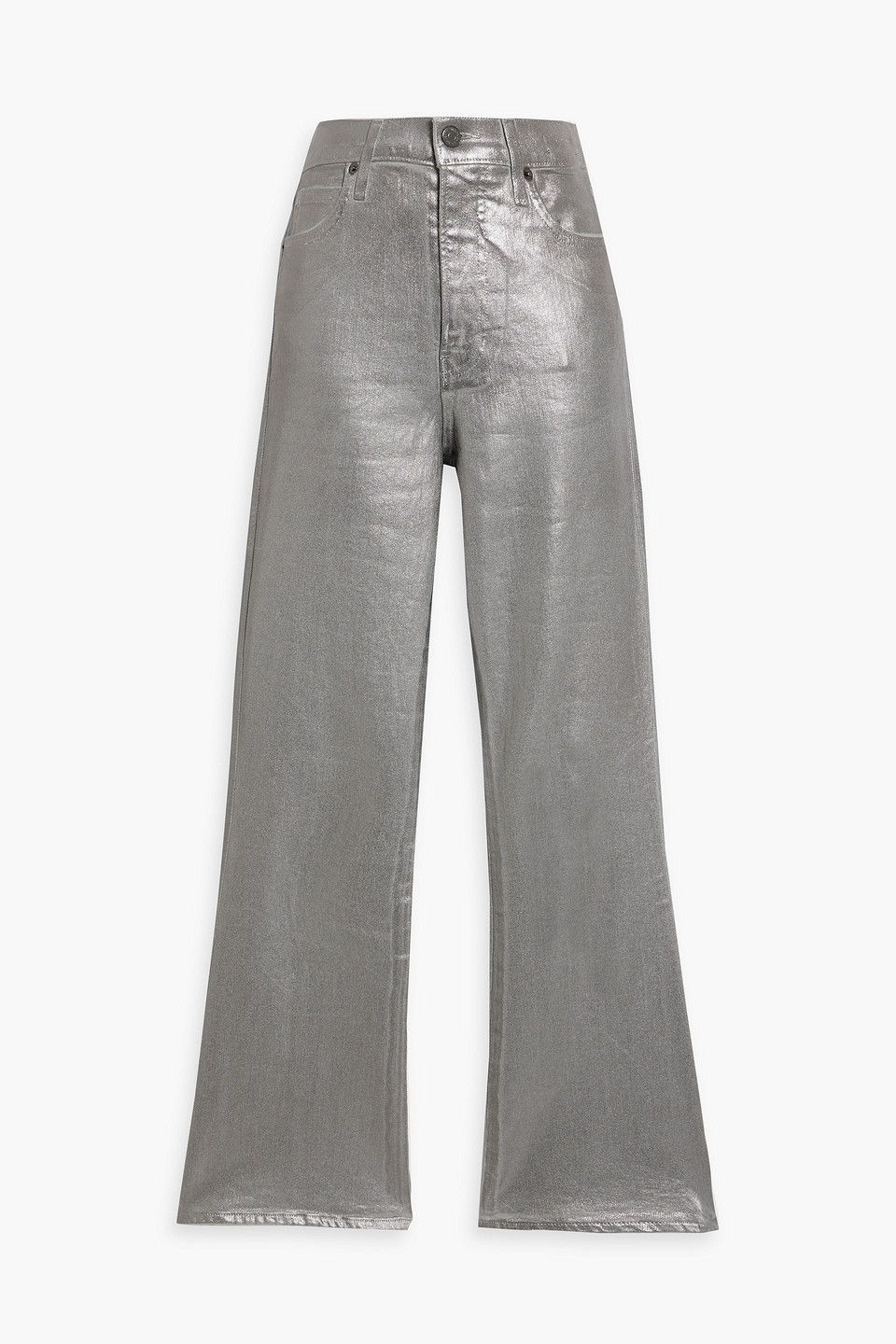 Veronica Beard Carson Metallic High-rise Flared Jeans In Gray