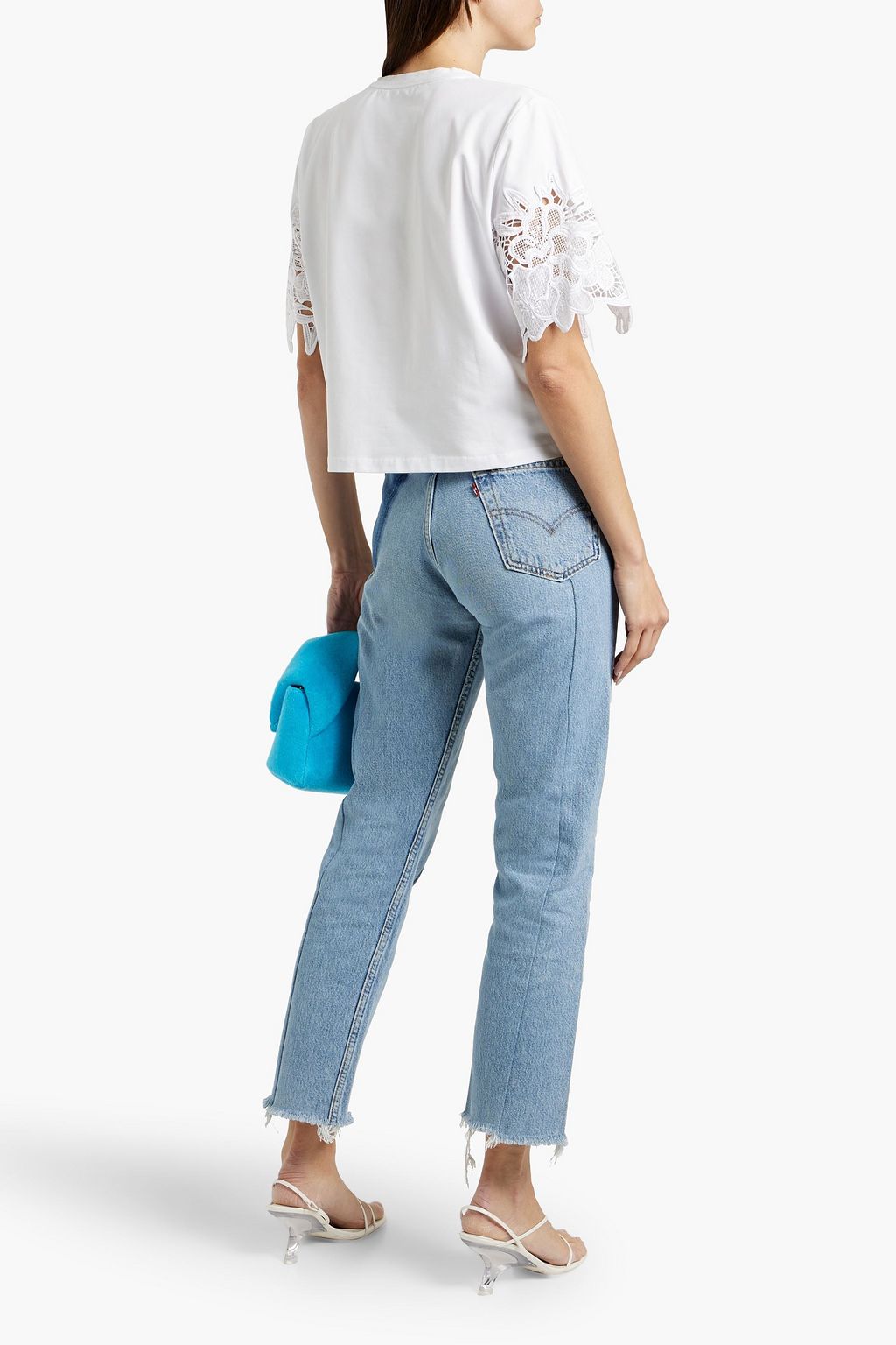 VERONICA BEARD Carnaby guipure lace-paneled stretch-cotton jersey T-shirt