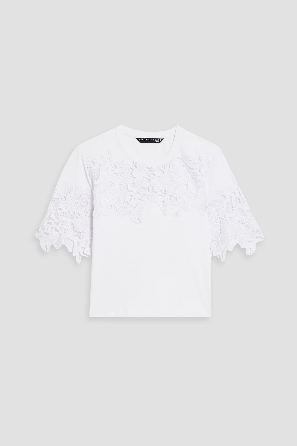 Veronica Beard Carnaby Guipure Lace-paneled Stretch-cotton Jersey T-shirt In White