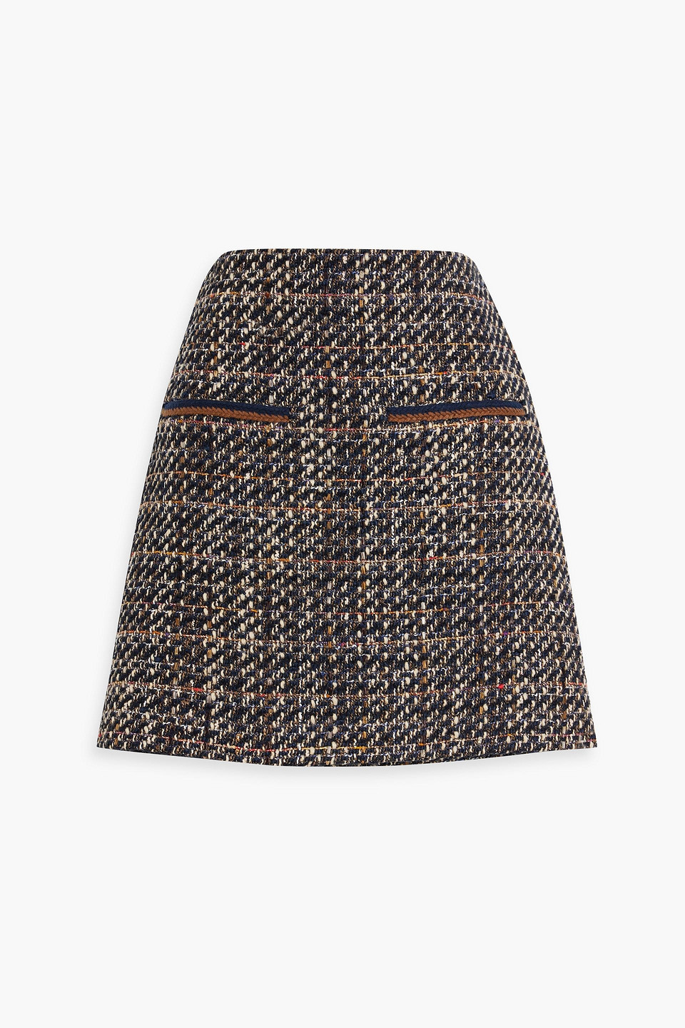 Veronica Beard Perry Metallic Tweed Mini Skirt In Navy