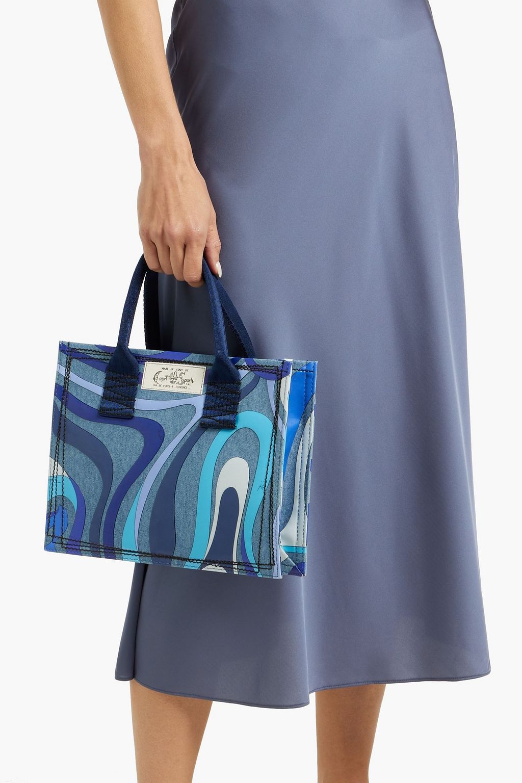 PUCCI حقيبة توت "مارمو" من الدنيم برقعة زخرفية