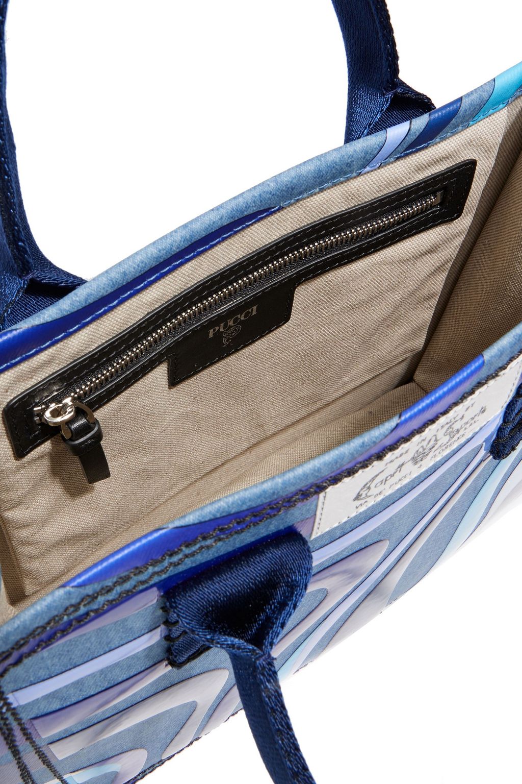 PUCCI حقيبة توت "مارمو" من الدنيم برقعة زخرفية