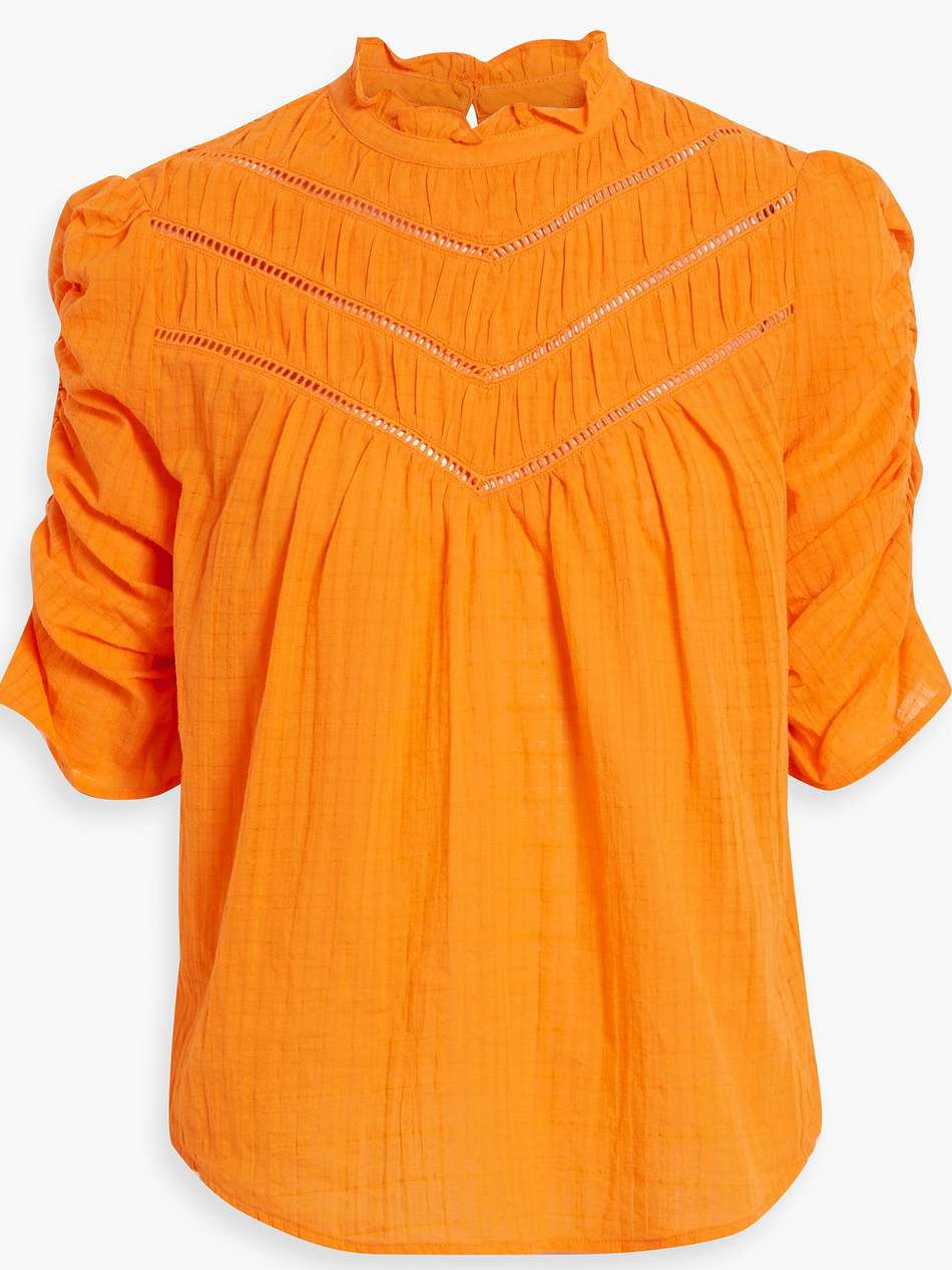frasier ruched cotton-jacquard blouse