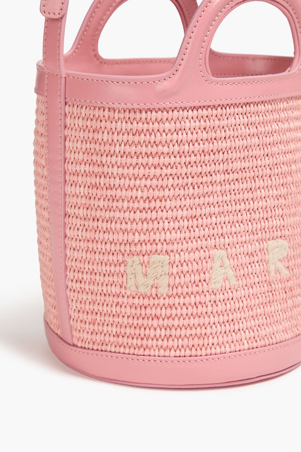 MARNI Tropicalia leather-trimmed faux raffia bucket bag