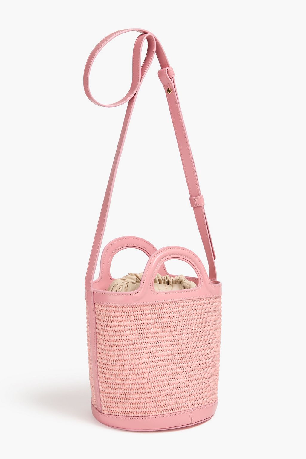 MARNI Tropicalia leather-trimmed faux raffia bucket bag
