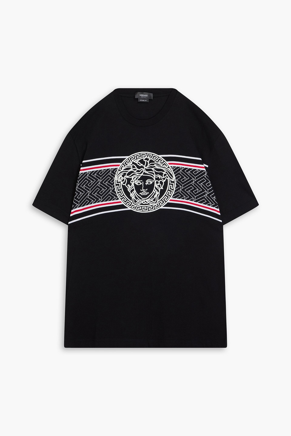 Versace - Embroidered cotton-jersey T-shirt - Black - XL