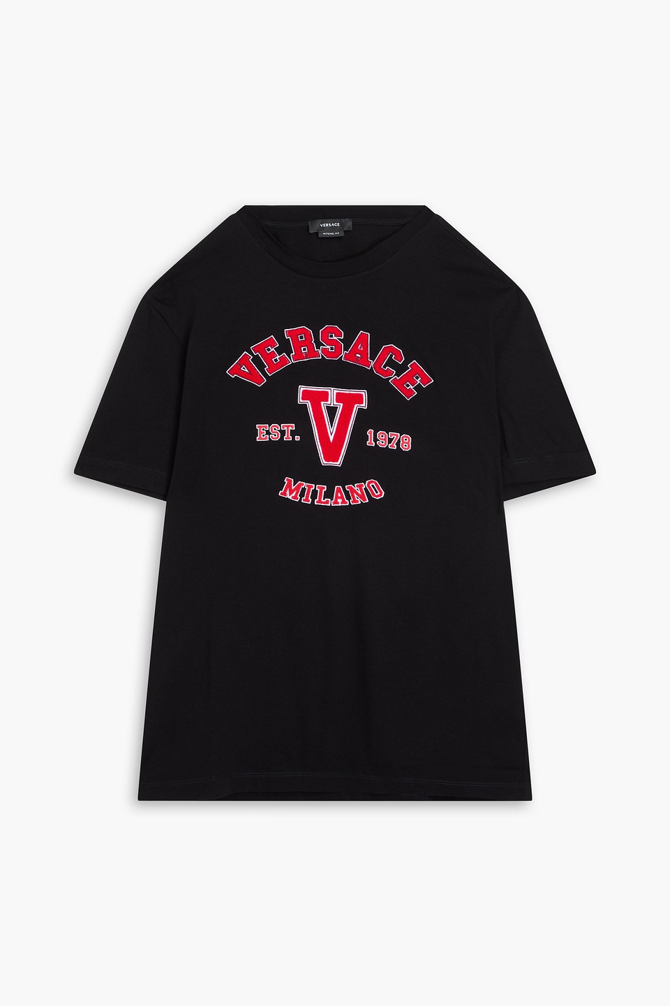 Versace - Embroidered cotton-jersey T-shirt - Black - S