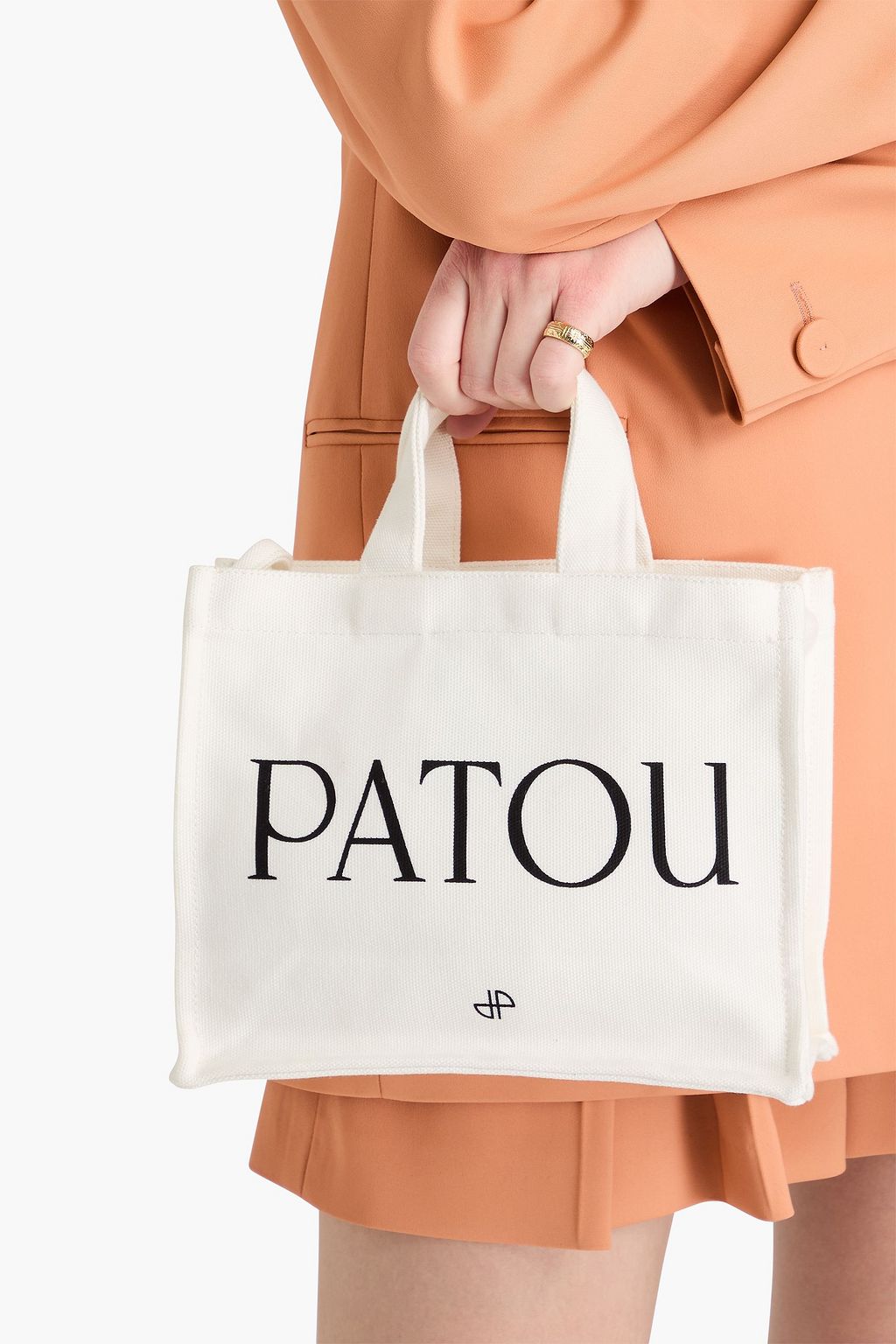 PATOU حقيبة توت من الكنفا مزينة بطبعة شعار العلامة