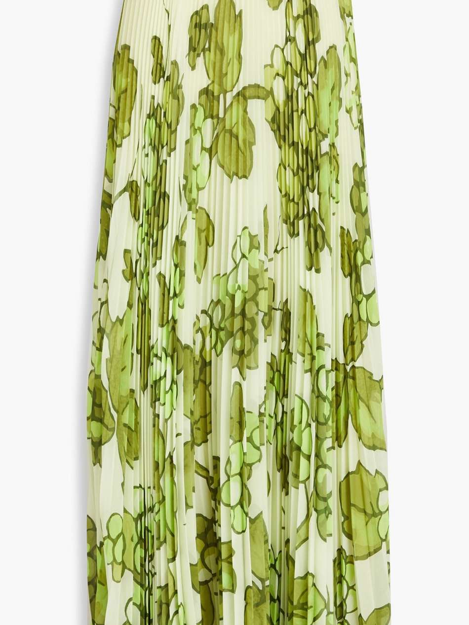 floral-print plissé-chiffon maxi skirt