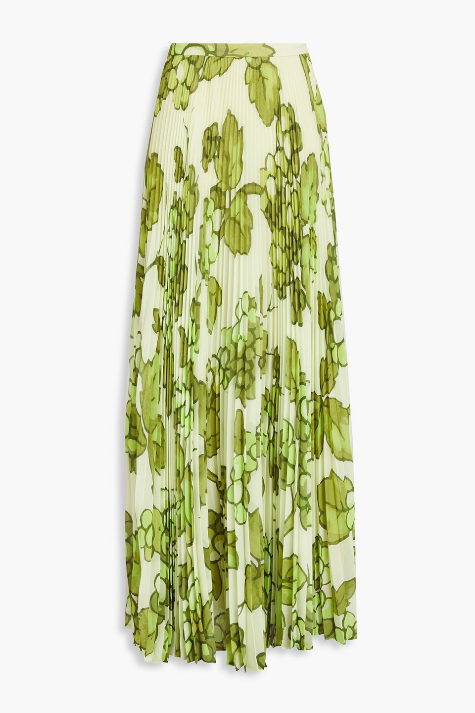 Etro Floral-print Plissé-georgette Maxi Skirt In Green