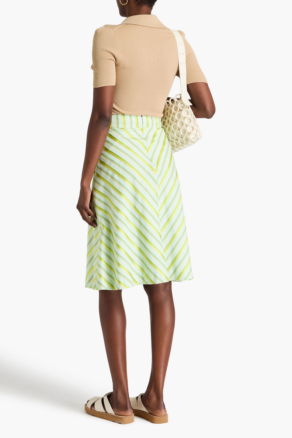 Etro Striped Cotton-blend Jacquard Skirt In Mint