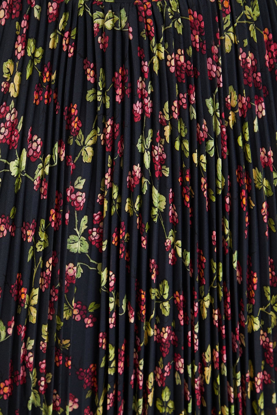 Etro Floral-print Plissé-georgette Midi Skirt In Midnight Blue
