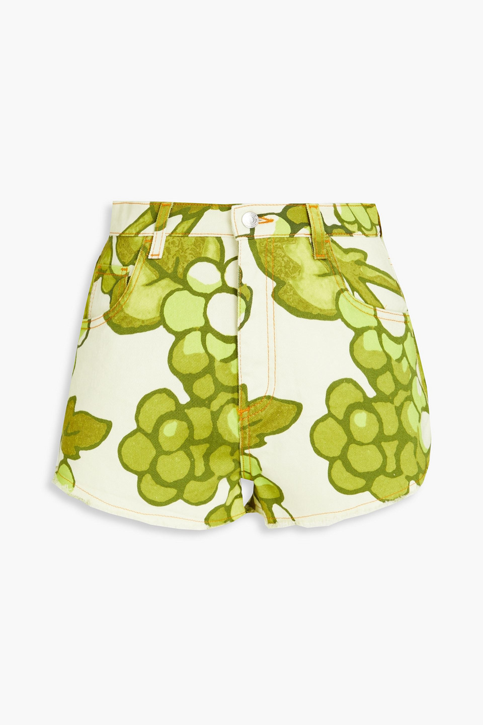 etro - floral-print denim shorts - green - 26