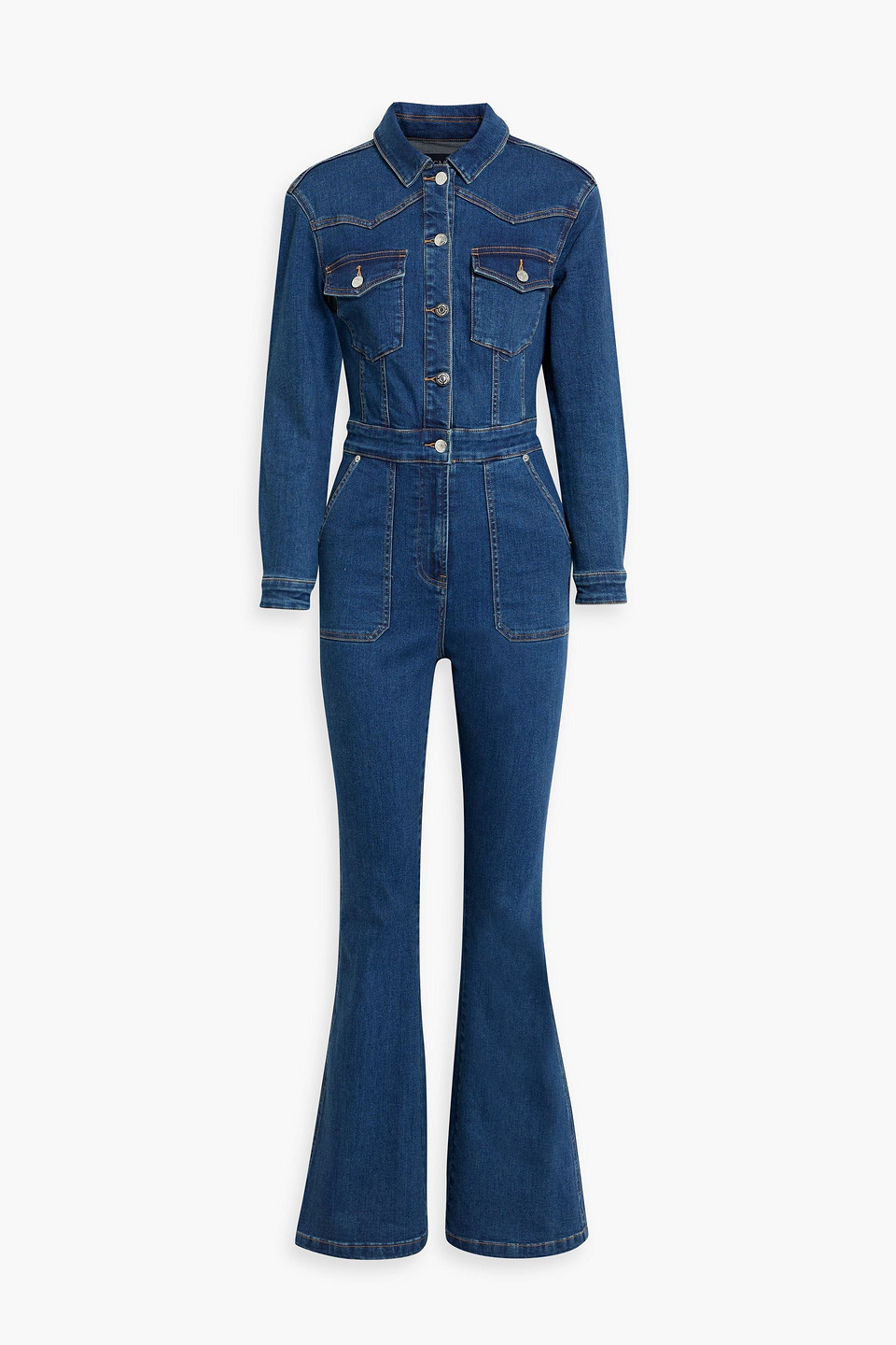 Veronica Beard Follie Denim Flared Jumpsuit In Dark Denim
