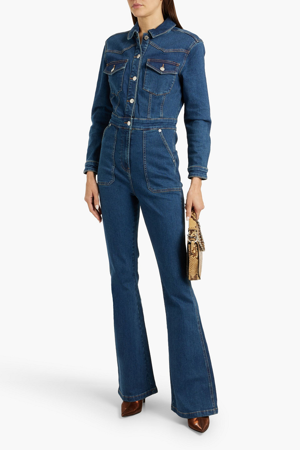 VERONICA BEARD FOLLIE DENIM FLARED JUMPSUIT