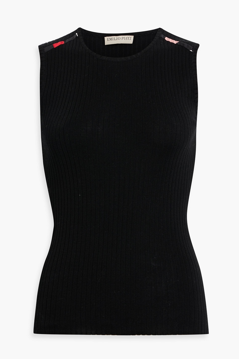 Pucci Ribbed Cotton Tank In Black